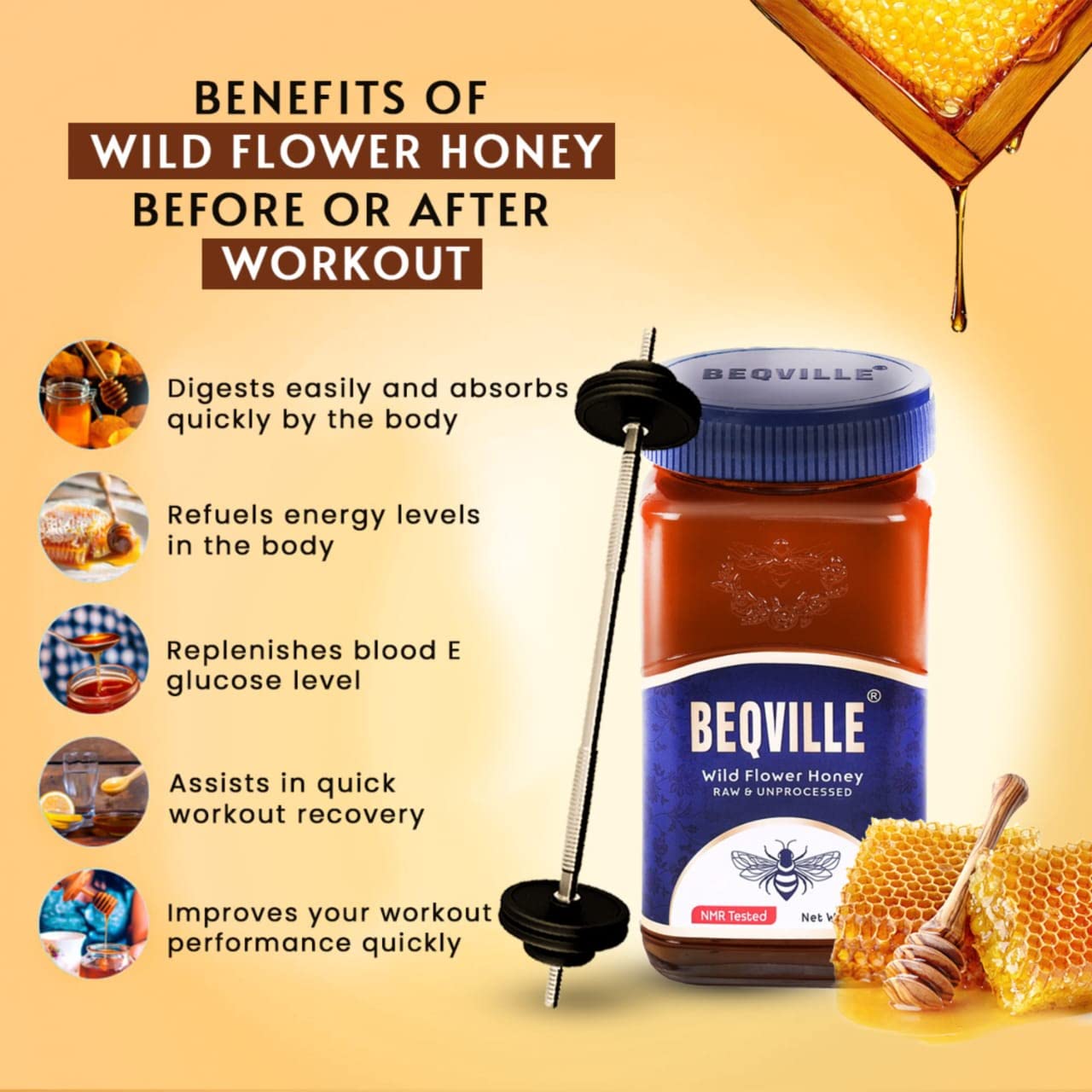 Beqville NMR Tested Organic 100% Raw & Natural Forest Honey - 500gm Glass Jar